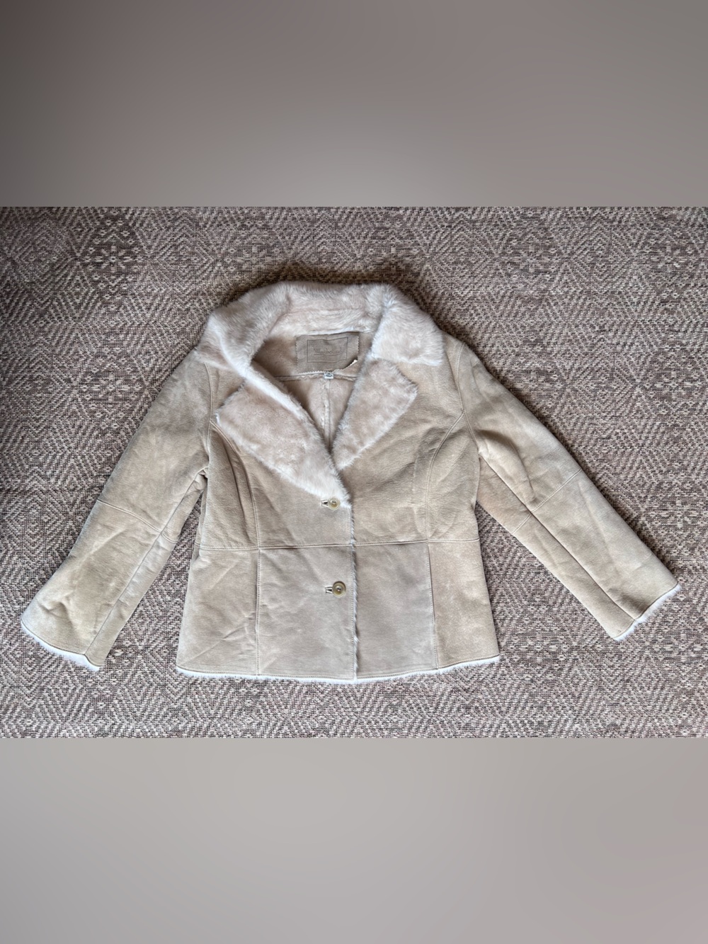 Vintage Vestbound Genuine Leather Suede Shearling Style Jacket Cream M